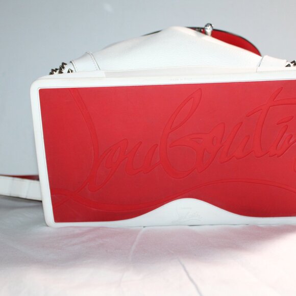 Christian Louboutin Spiked White Leather Explorafunk Backpack Shoulder Bag